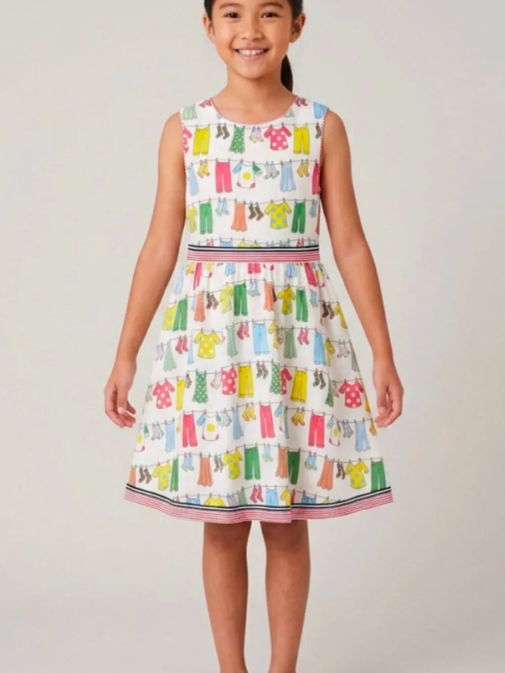 Girls Sundress Novelty Clothesline Print Size 160cm 10-12 yrs Whimsical Retro
